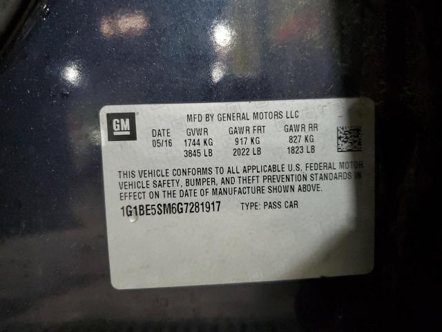 2016 CHEVROLET CRUZE LT 1G1BE5SM6G7281917