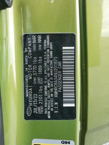 2022 HYUNDAI VENUE SEL KMHRC8A34NU201871