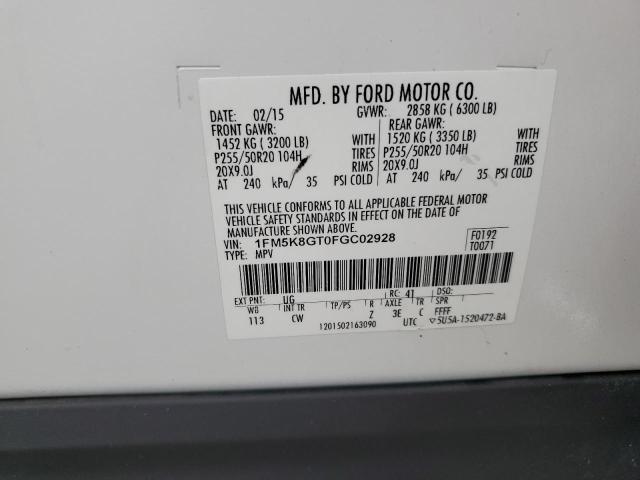 2015 FORD EXPLORER S 1FM5K8GT0FGC02928