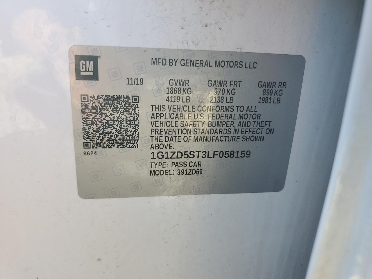 Lot #3308327177 2020 CHEVROLET MALIBU LT