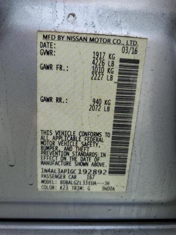 2016 NISSAN ALTIMA 2.5 - 1N4AL3AP1GC192892