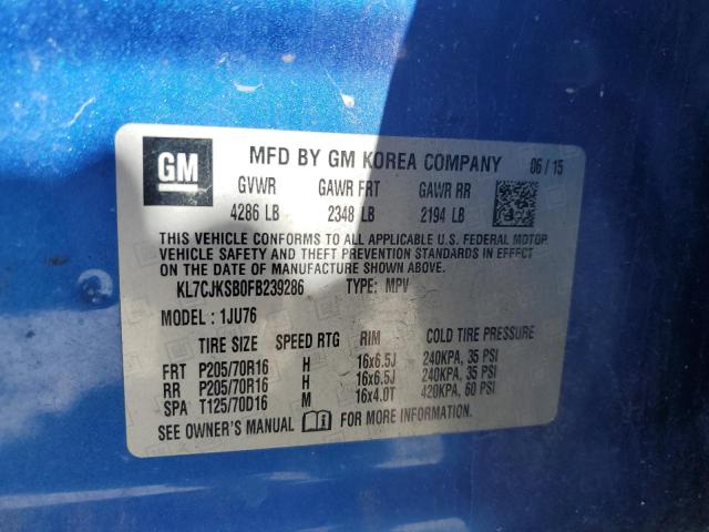 2015 CHEVROLET TRAX LS KL7CJKSB0FB239286