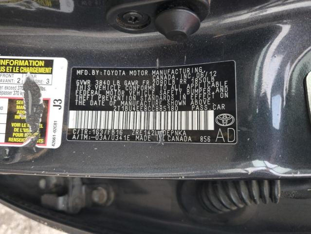 2012 TOYOTA COROLLA BA - 2T1BU4EE8CC885180