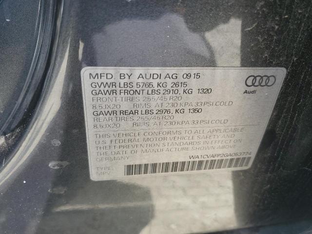 2016 AUDI Q5 TDI PRE WA1CVAFP2GA053774