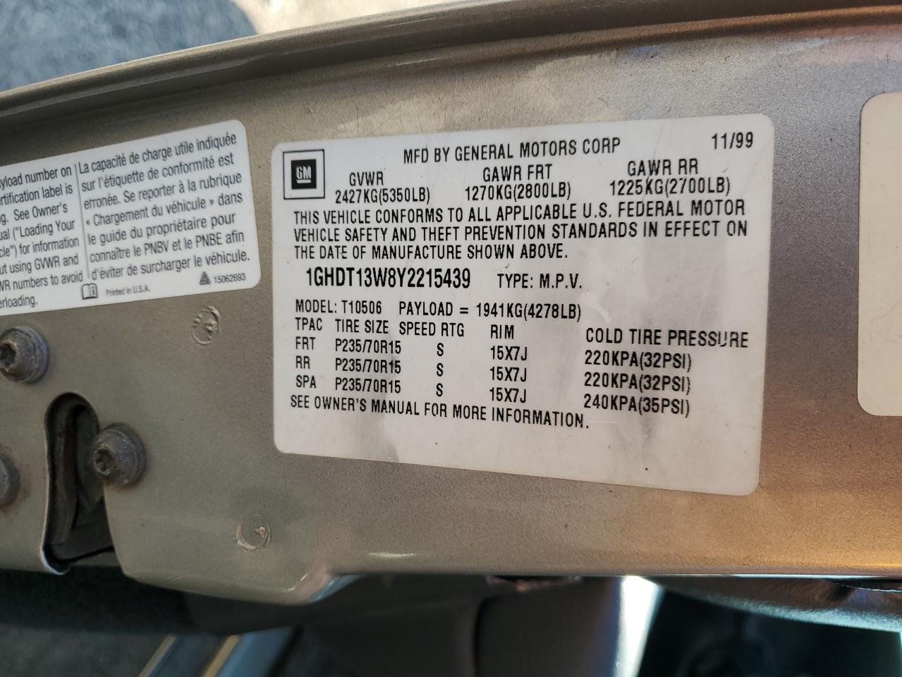 Lot #3260674646 2000 OLDSMOBILE BRAVADA