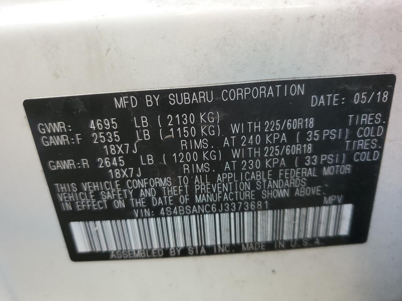 SUBARU OUTBACK 2.5I LIMITED