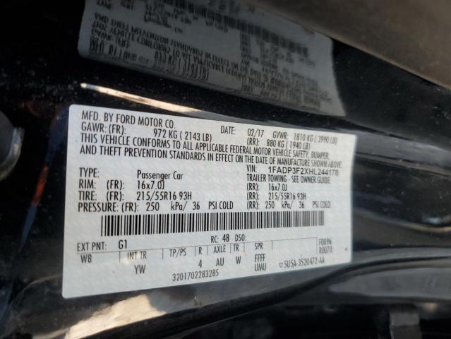 2017 FORD FOCUS SE 1FADP3F2XHL244178