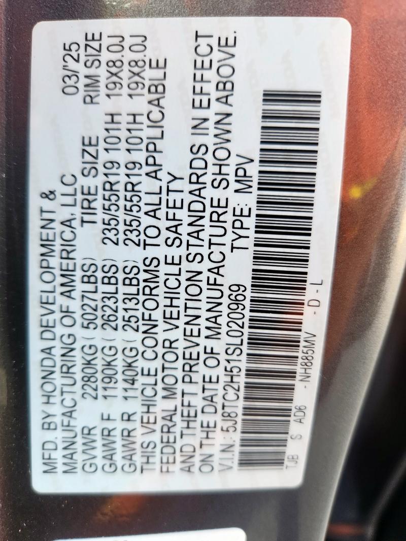 2025 ACURA RDX TECHNO 5J8TC2H51SL020969