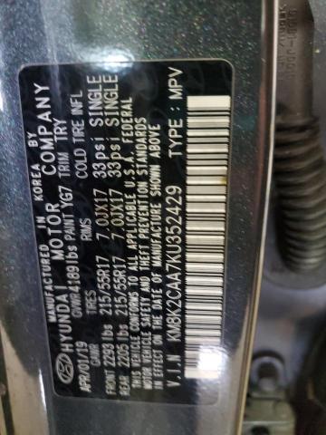 2019 HYUNDAI KONA SEL KM8K2CAA7KU352429