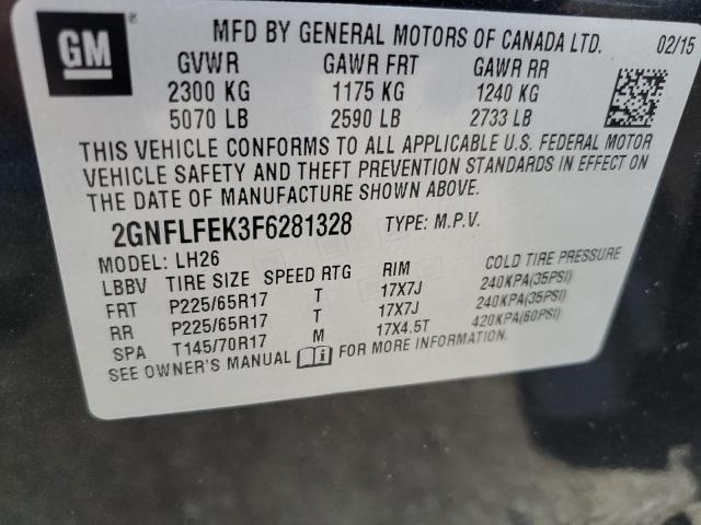 2015 CHEVROLET EQUINOX LT 2GNFLFEK3F6281328