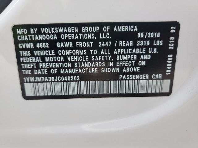 2018 VOLKSWAGEN PASSAT GT 1VWJM7A36JC040302