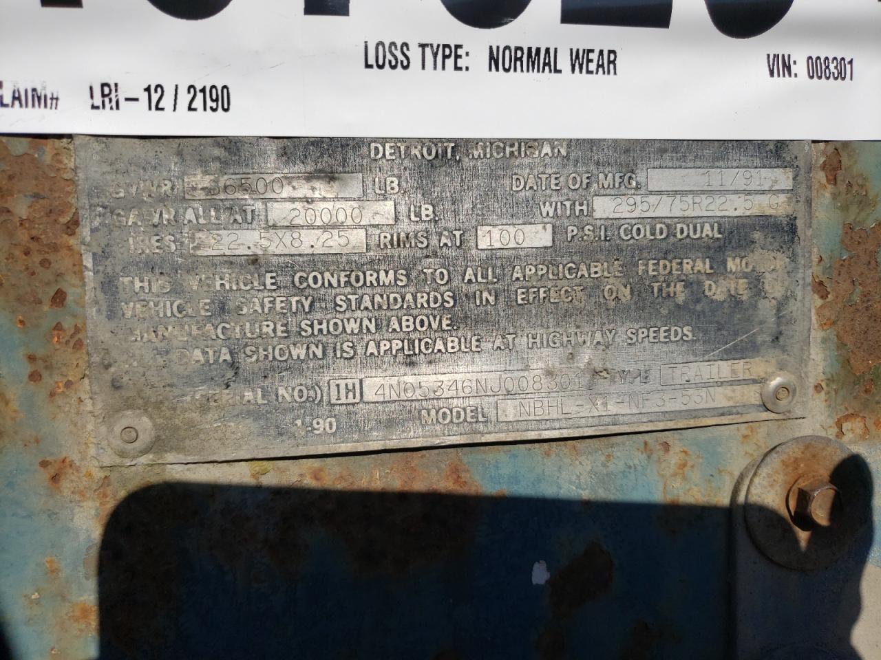 Lot #3246028188 1992 FRUEHAUF UNKNOWN