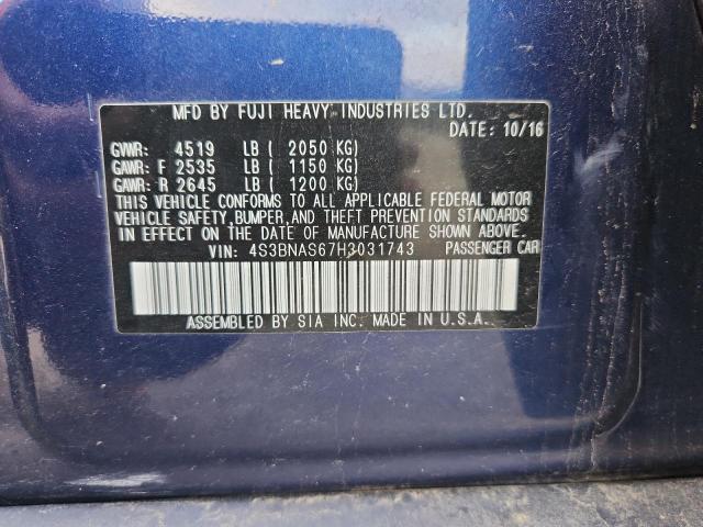 2017 SUBARU LEGACY SPO 4S3BNAS67H3031743