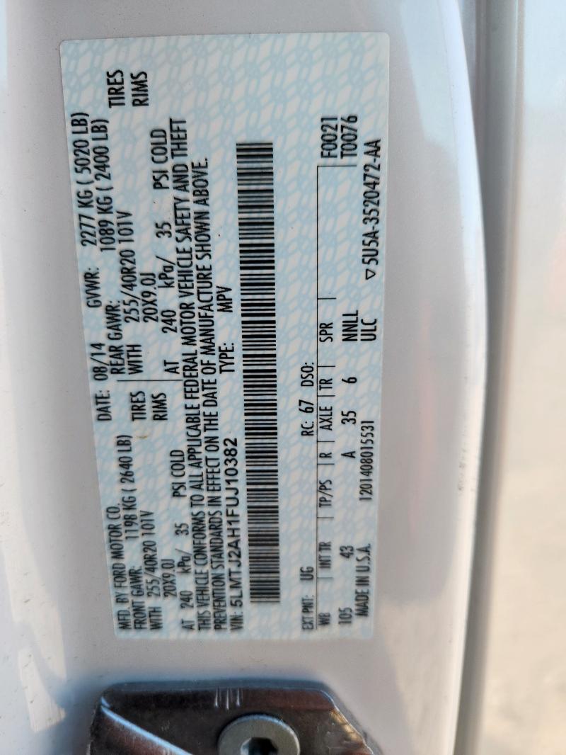 2015 LINCOLN MKC 5LMTJ2AH1FUJ10382