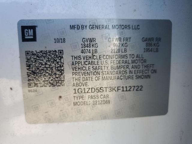 2019 CHEVROLET MALIBU LT 1G1ZD5ST3KF112722