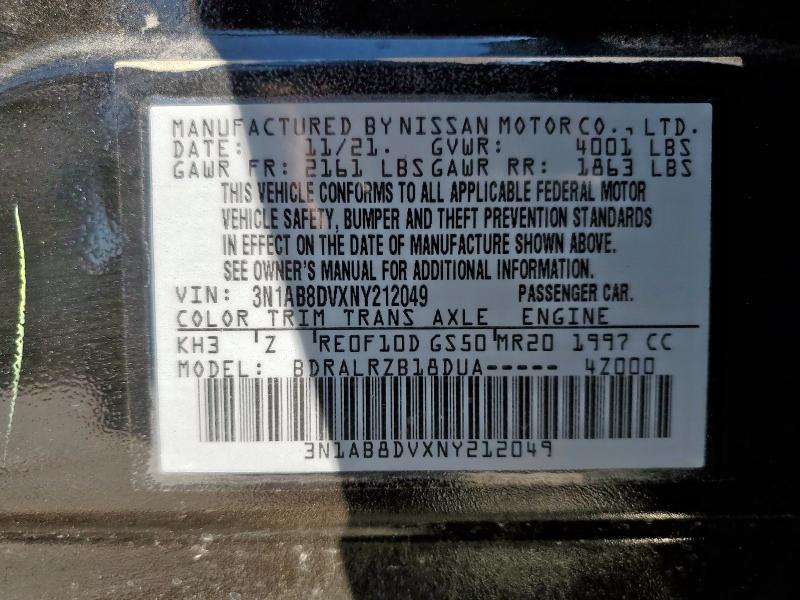 2022 NISSAN SENTRA SR 3N1AB8DVXNY212049