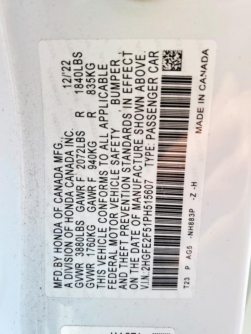 2023 HONDA CIVIC SPOR 2HGFE2F51PH515607