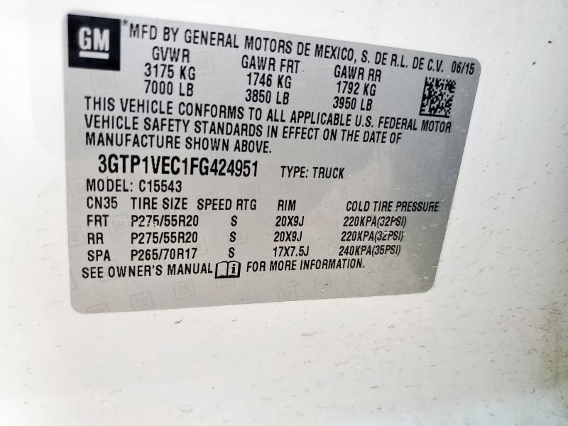 2015 GMC SIERRA C15 - 3GTP1VEC1FG424951