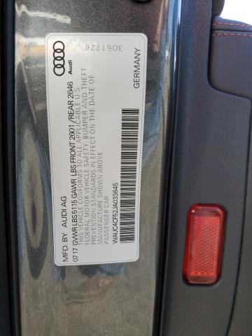 2018 AUDI S5 PRESTIG WAUC4CF52JA033645