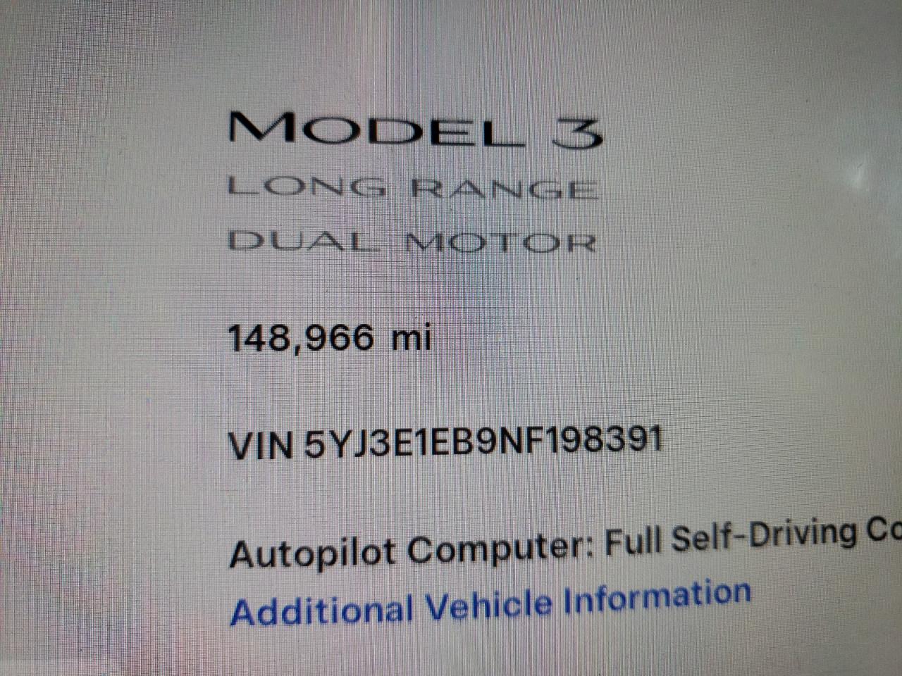 Lot #3317702078 2022 TESLA MODEL 3