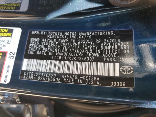 2019 TOYOTA CAMRY L #3311460262