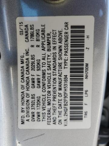 2015 HONDA CIVIC EXL - 2HGFB2F90FH531694