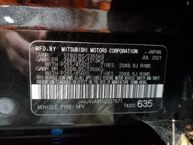 2022 MITSUBISHI OUTLANDER JA4J4VA85NZ027671