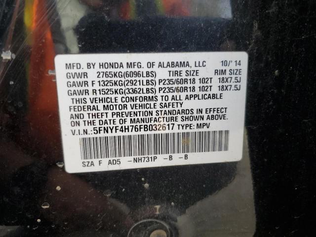 2015 HONDA PILOT EXLN 5FNYF4H76FB032617