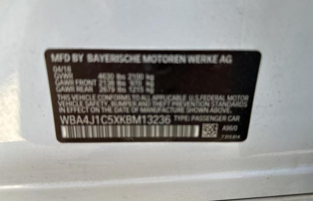 2019 BMW 430I GRAN WBA4J1C5XKBM13236
