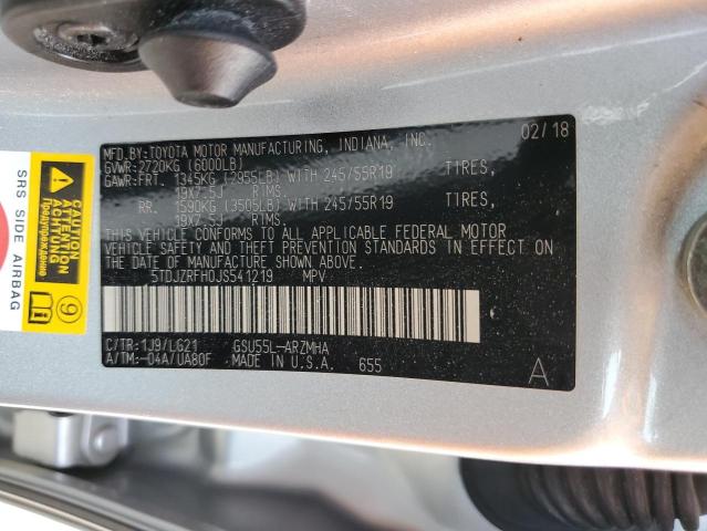 2018 TOYOTA HIGHLANDER SE 5TDJZRFH0JS541219