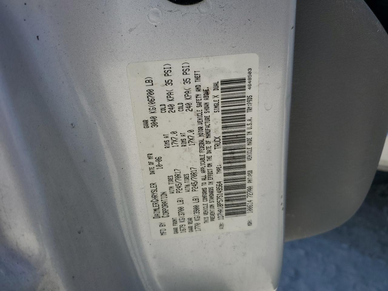 Lot #3297320378 2007 DODGE RAM 1500 S