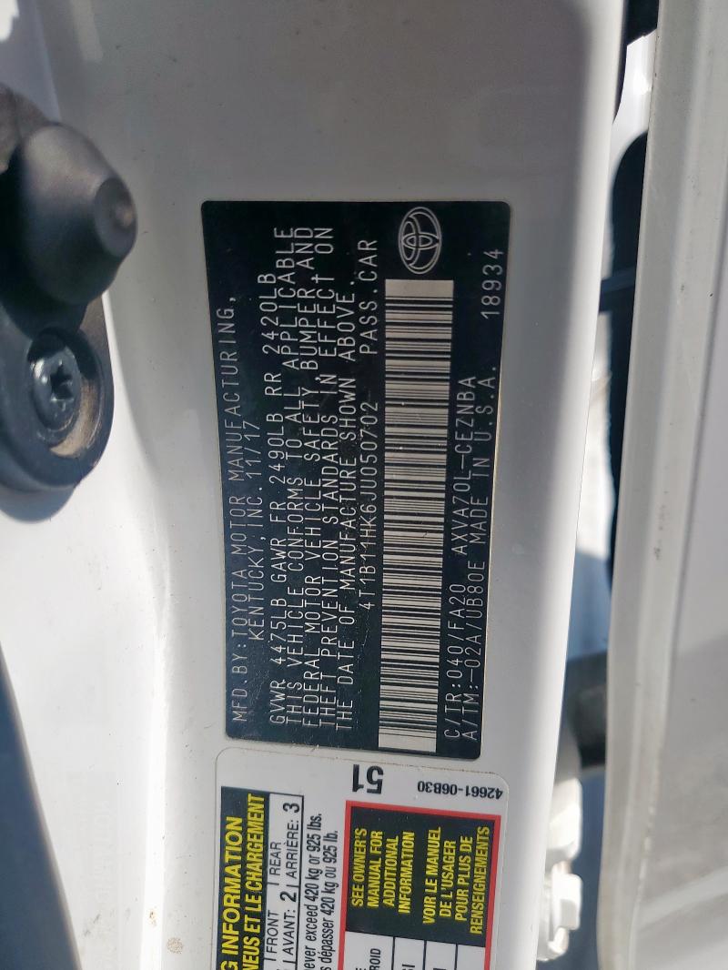 2018 TOYOTA CAMRY L #3254557942