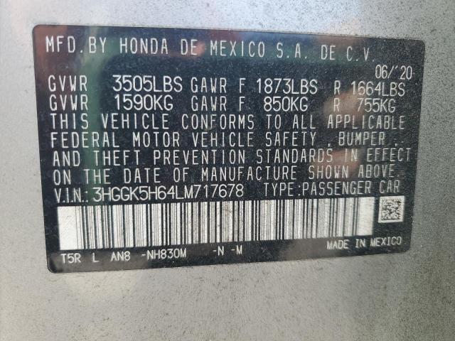 2020 HONDA FIT SPORT 3HGGK5H64LM717678