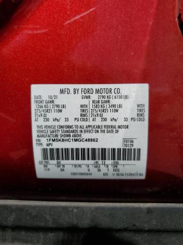 2021 FORD EXPLORER PLATINUM 1FM5K8HC1MGC48862