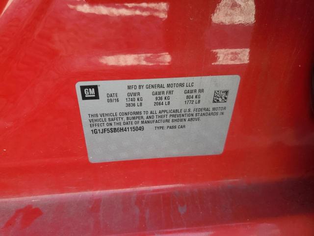 2017 CHEVROLET SONIC PREM 1G1JF5SB6H4115049