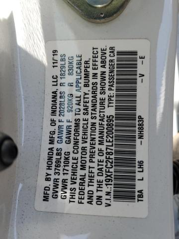 2020 HONDA CIVIC SPORT 19XFC2F87LE200895