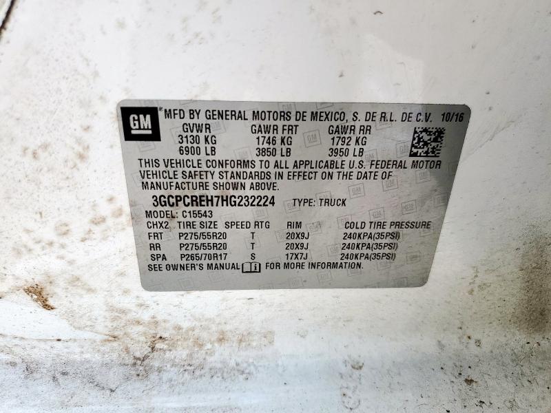 2017 CHEVROLET SILVERADO 3GCPCREH7HG232224