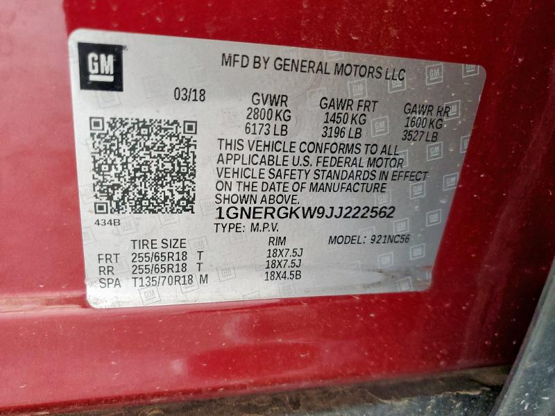 2018 CHEVROLET TRAVERSE L 1GNERGKW9JJ222562