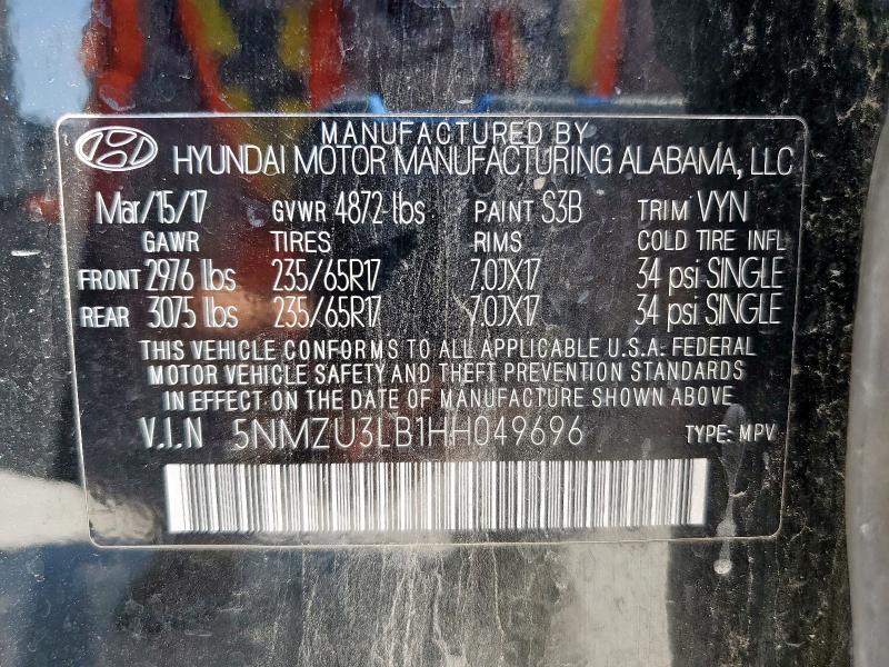 2017 HYUNDAI SANTA FE S 5NMZU3LB1HH049696