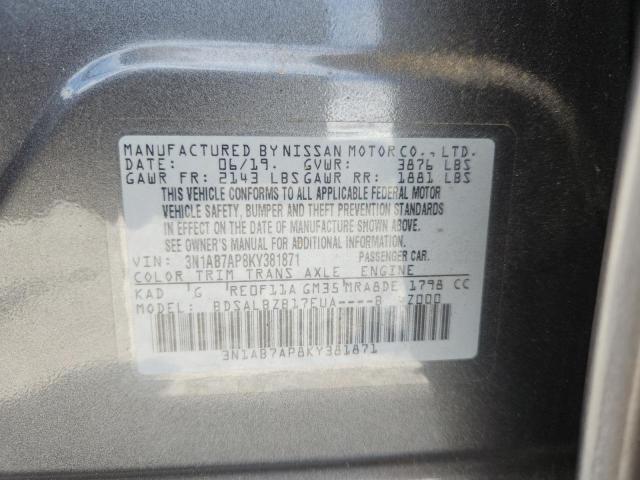 2019 NISSAN SENTRA S 3N1AB7AP8KY381871