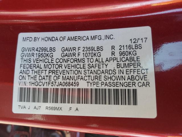 2018 HONDA ACCORD EXL #3245606447