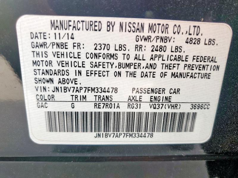 2015 INFINITI Q50 BASE JN1BV7AP7FM334478