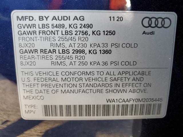 2021 AUDI Q5 PRESTIG WA1CAAFY0M2035445