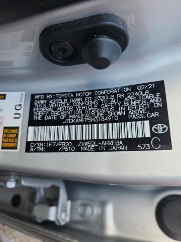 2021 TOYOTA PRIUS PRIME LE JTDKAMFP5M3184910