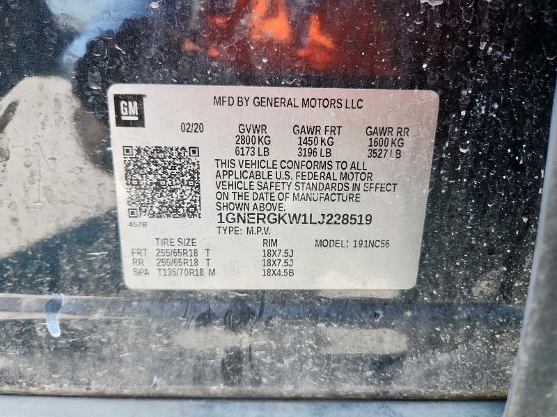 2020 CHEVROLET TRAVERSE L 1GNERGKW1LJ228519