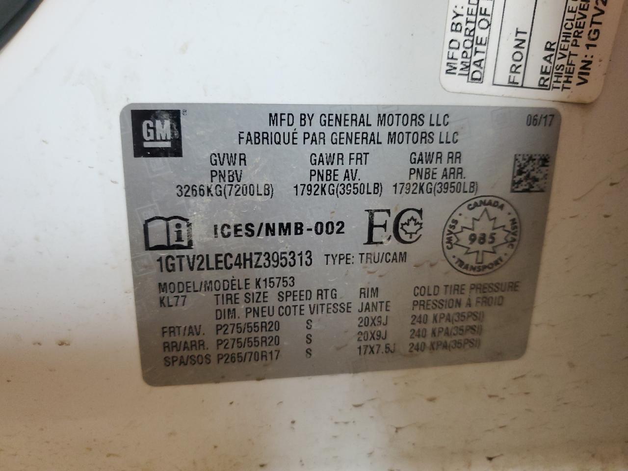 Lot #3310364963 2017 GMC SIERRA K15