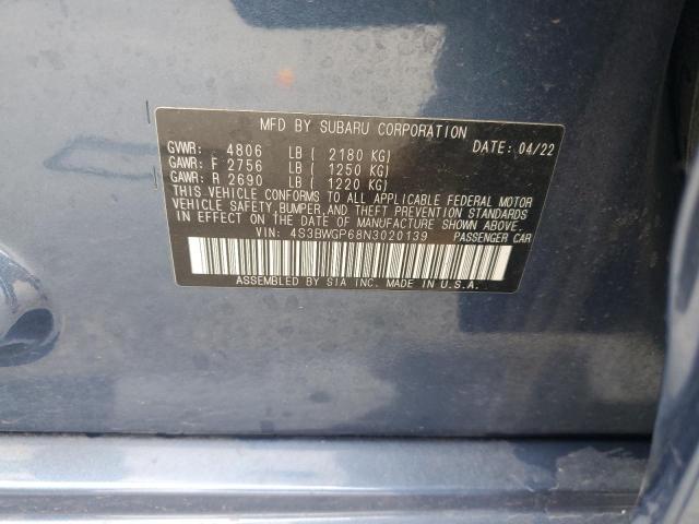 2022 SUBARU LEGACY TOURING XT 4S3BWGP68N3020139