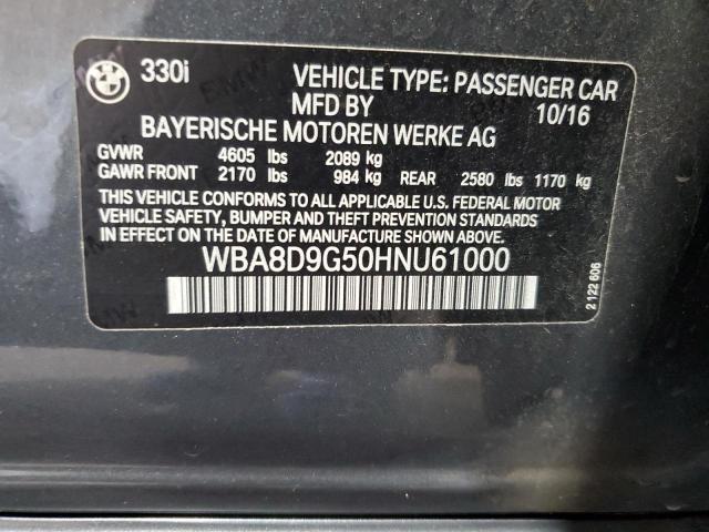 2017 BMW 330 XI WBA8D9G50HNU61000