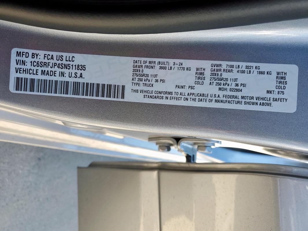 2025 RAM 1500 LARAM - 1C6SRFJP4SN511835