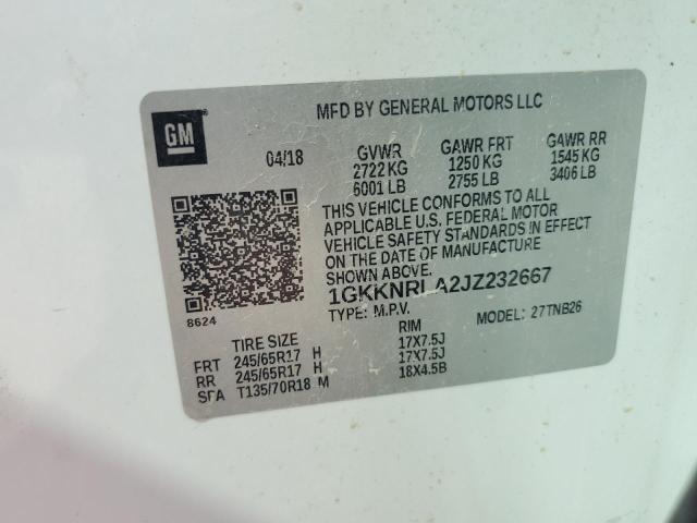 2018 GMC ACADIA SLE 1GKKNRLA2JZ232667